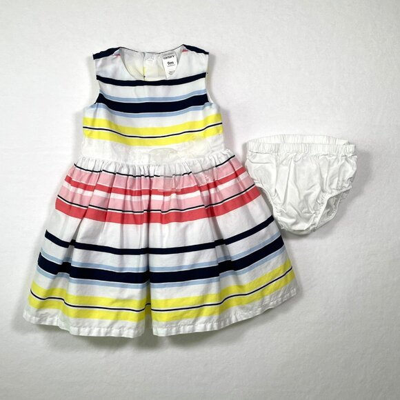 Carter’s Baby Empire Waist Striped Dress Bloomers Set 9 Months Easter - Picture 1 of 10